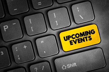 Upcoming Events button on keyboard, concept background