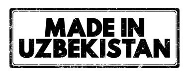 Made in Uzbekistan text emblem stamp, concept background