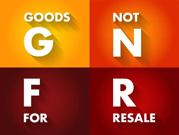 Gnfr Goods Resale Any Goods Business May Use Aren Sold — Stock vektor