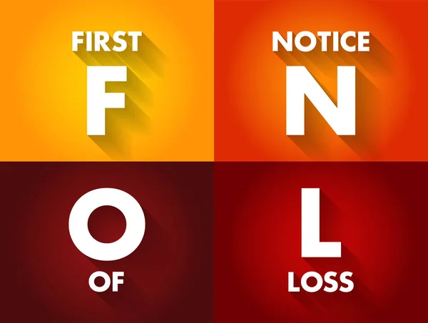 Fnol First Notice Loss Initial Report Made Insurance Provider Loss — Stock vektor