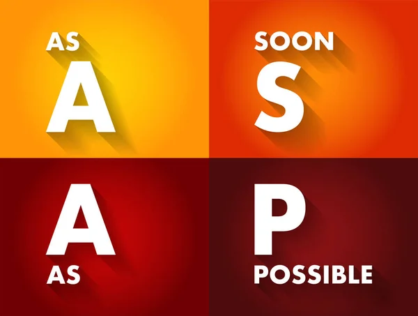Asap Soon Possible Quickly You Can Fast Possible Immediately Acronym — Stock Vector