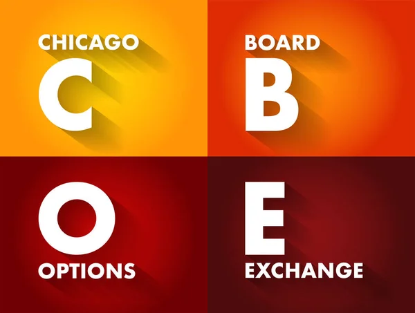 Cboe Chicago Board Options Exchange Akronym Affärsidé Bakgrund — Stock vektor