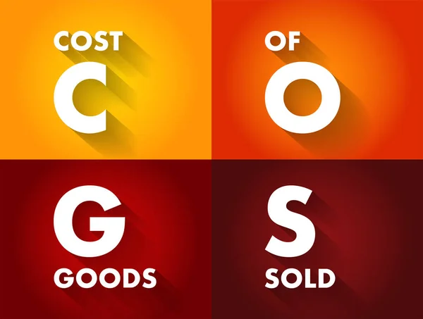 Cogs商品のコスト販売 特定の期間中に販売された商品の値を運ぶ 頭字語のテキストコンセプト背景 — ストックベクタ