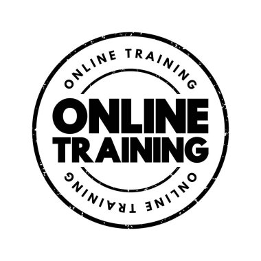 Online Training text stamp, concept background