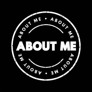 About Me text stamp, concept background