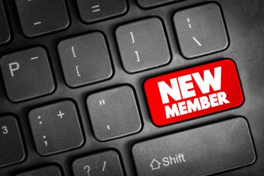 Klavyede yeni üye metin düğmesi, konsept arkaplan