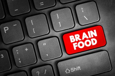 Brain Food - food believed to be beneficial to the brain, especially in increasing intellectual capabilities, text concept button on keyboard