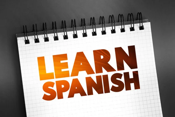 Μάθετε Ισπανικό Κείμενο Στο Notepad Concept Background — Φωτογραφία Αρχείου