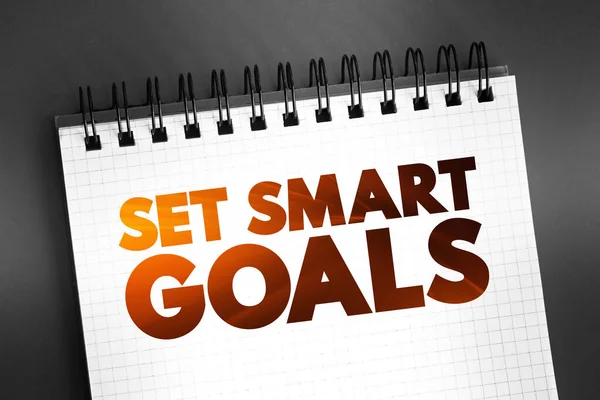 Zestaw Smart Goals Tekst Notatniku Tło Koncepcyjne — Zdjęcie stockowe