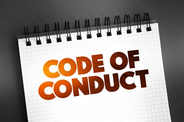 Código Conduta Texto Bloco Notas Fundo Conceito — Fotografia de Stock