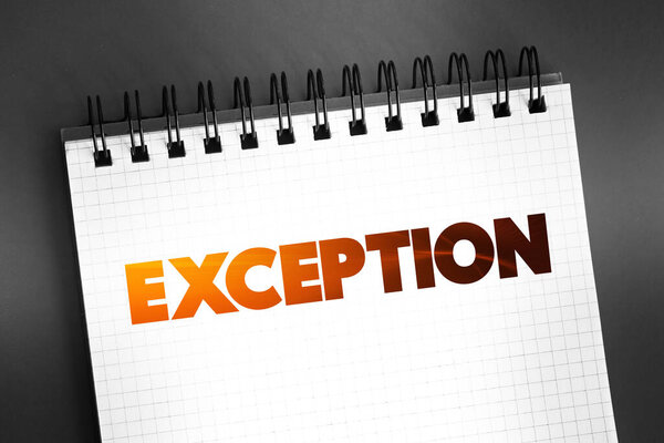 Exception text on notepad, concept background