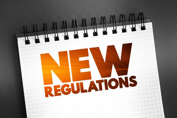 Novos Regulamentos Citação Texto Bloco Notas Fundo Conceito — Fotografia de Stock