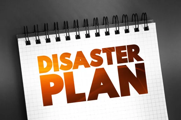 Disaster Plan Testo Blocco Note Sfondo Concettuale — Foto Stock
