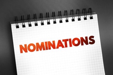 Nominations text on notepad, concept background clipart