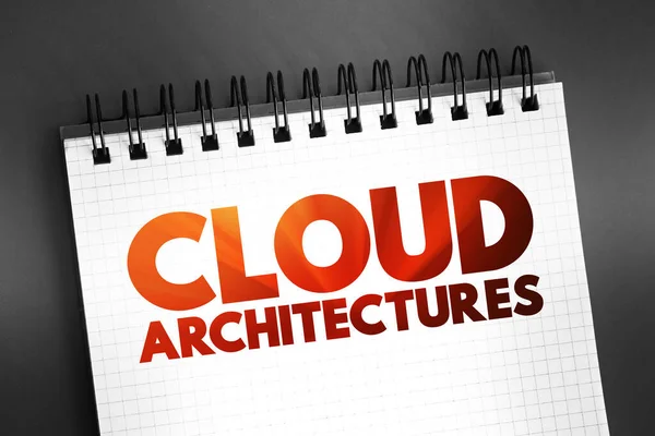 Cloud architectures - way technology components combine to build a cloud, text concept on notepad