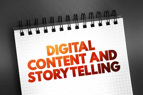 Digital Content And Storytelling text on notepad, concept background
