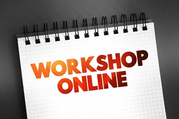 Workshop Online text on notepad, concept background