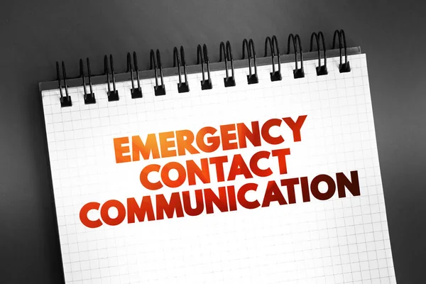 Texto Comunicación Contacto Emergencia Bloc Notas Fondo Conceptual — Foto de Stock