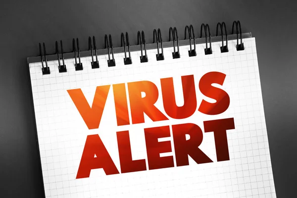 Virus Alert Citazione Del Testo Sul Blocco Note Sfondo Concetto — Foto Stock