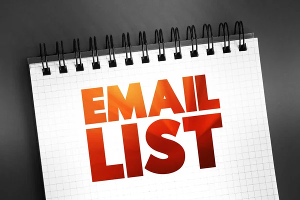 Lista Mail Colectarea Adreselor Mail Conceptul Text Notepad — Fotografie, imagine de stoc