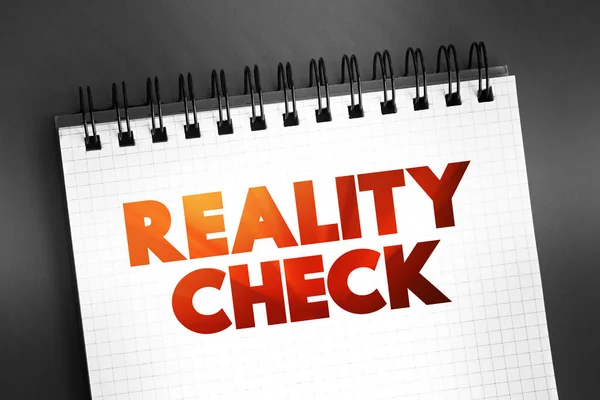 Reality Check Text Quote Notepad Concept Background — Stock Photo, Image