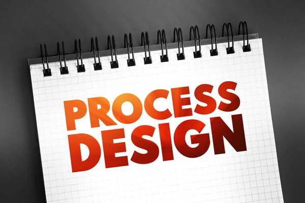 stock image Process Design text quote on notepad, concept background