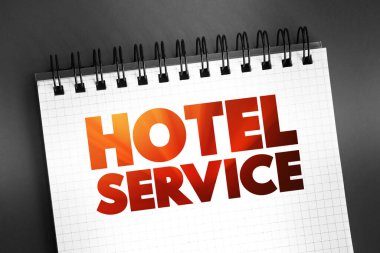 Not defterindeki otel servisi metni, konsept arkaplan