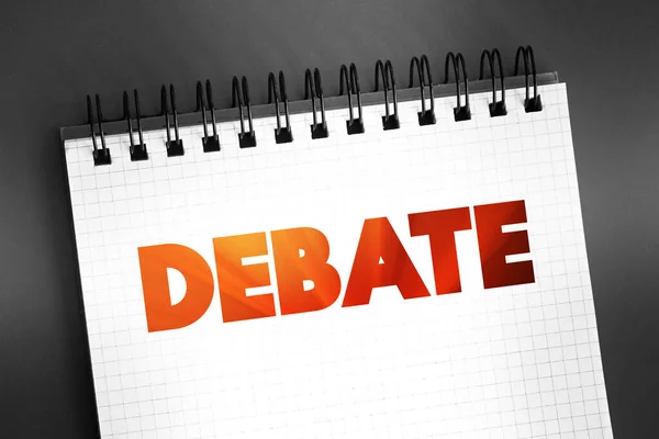 Debate Process Involves Formal Discourse Particular Topic Text Notepad Concept — Stock Photo, Image
