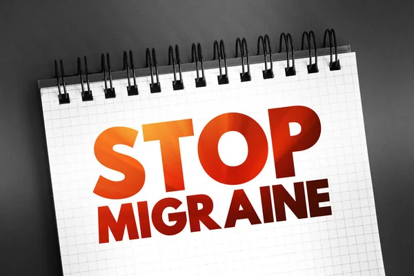 Stop Migrén Szöveges Idézet Jegyzettömb Egészségügyi Koncepció Háttér — Stock Fotó