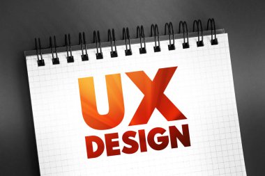 UX Tasarım - insan kullanıcıları ve ürünler veya web siteleri arasında kanıt temelli etkileşim tasarımları oluşturma süreci, dizüstü bilgisayarda metin kavramı