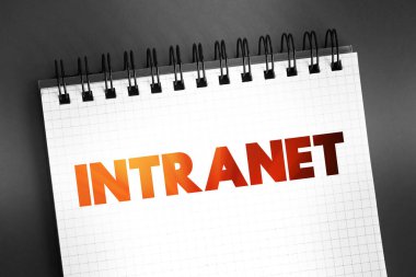 Intranet - bilgi paylaşımı, işbirliği araçları ve bir organizasyon içindeki diğer hesaplama hizmetleri için bilgisayar ağı, not defterinde metin kavramı