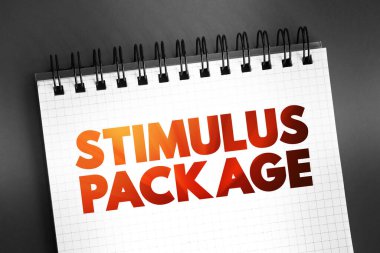 Stimulus Paketi - Ekonomik tedbirler hükümet tarafından bir araya getirilerek ekonominin zorluğu ve not defterindeki metin kavramını canlandırmak için oluşturuldu