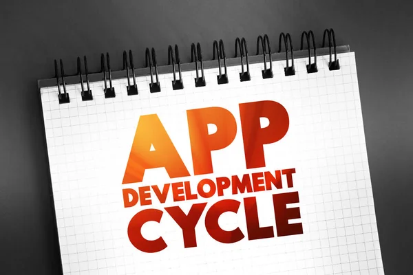 App Development Cycle Conceito Texto Bloco Notas Para Apresentações Relatórios — Fotografia de Stock