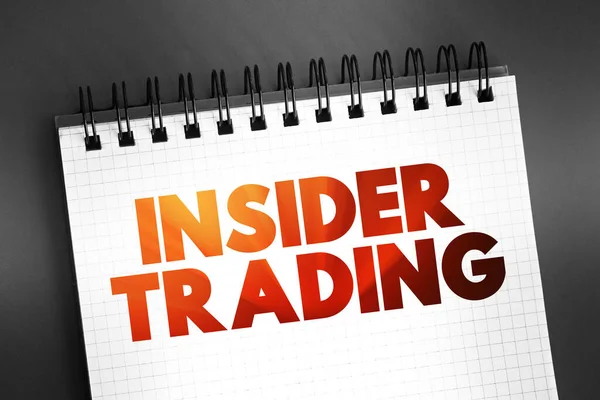 Insider trading is the trading of a public company\'s stock or other securities based on material, nonpublic information about the company, text concept on notepad