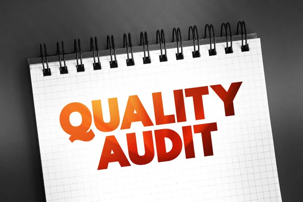 Quality Audit - systematic examination of an organization's quality management system, text concept on notepad