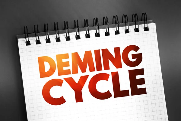 Deming cycle - continuous quality improvement model which consists of a logical sequence of four key stages: Plan, Do, Study, and Act, text on notepad, concept for presentations and reports