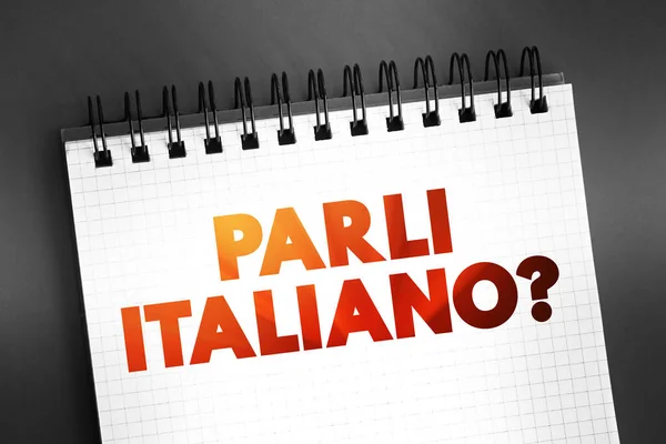 Παρλί Ιταλικό Μιλάτε Ιταλικά Απόσπασμα Κειμένου Στο Σημειωματάριο Φόντο Έννοια — Φωτογραφία Αρχείου