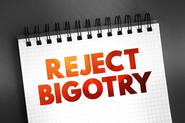 Rejeitar Citação Texto Bigotry Bloco Notas Fundo Conceito — Fotografia de Stock