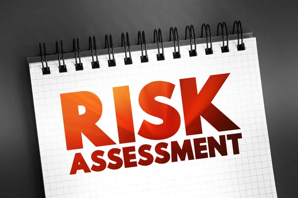 Risk Assessment - process to identify potential hazards and analyze what could happen if a hazard occurs, text on notepad, concept for presentations and reports