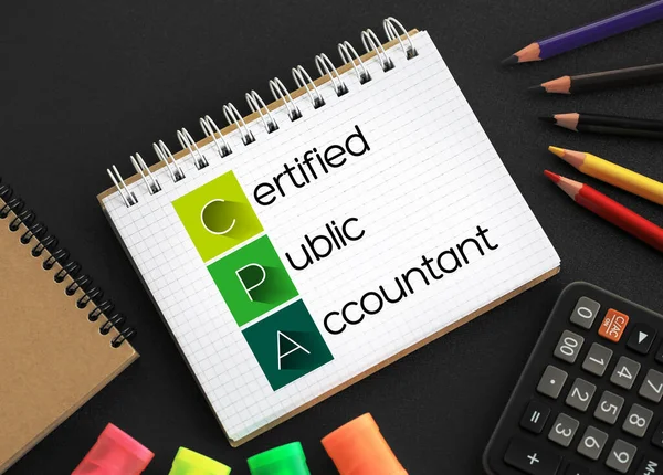 Cpa Certified Public Accountant Akronym Auf Notizblock Hintergrund Des Geschäftskonzepts — Stockfoto