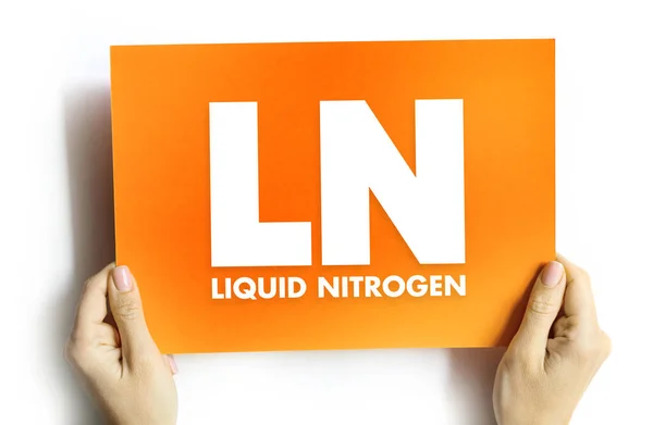 Ln液氮是指低温下处于液态的氮 文字概念在卡片上 — 图库照片
