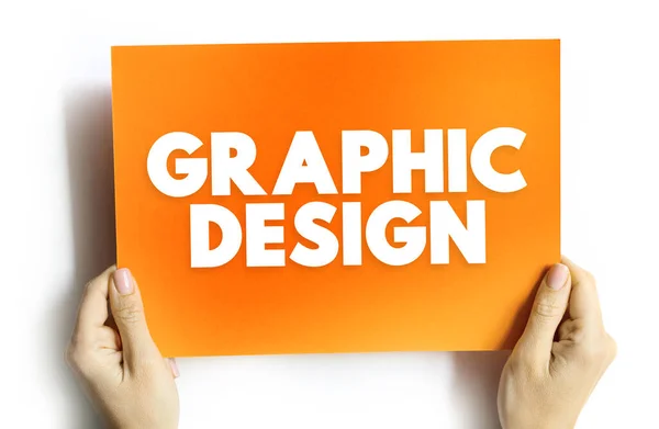 グラフィックデザインは 視覚コミュニケーション カード上のテキストコンセプトを投影することで構成される職業 応用芸術 学術分野です — ストック写真