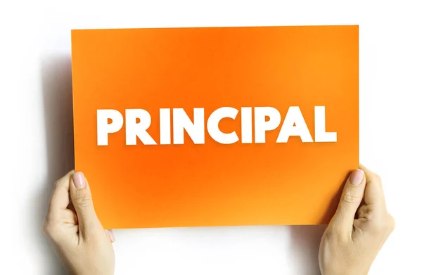 stock image Principal - the most important or senior person in an organization or group, text concept on card