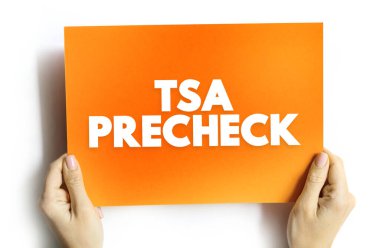 TSA PreCheck - lets eligible, low-risk travelers enjoy expedited security screening, text concept on card clipart