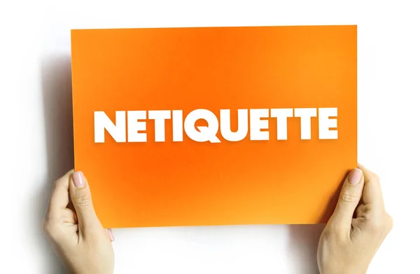Netiquette Набір Правил Які Заохочують Відповідну Ввічливу Онлайн Поведінку Текстову — стокове фото