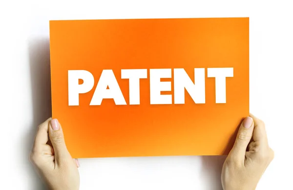 Patent Bir Icat Için Verilen Özel Bir Haktır Karttaki Metin — Stok fotoğraf