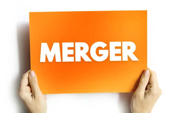 Merger Takes Place Two Companies Combine Form New Company Text — Stock Photo, Image