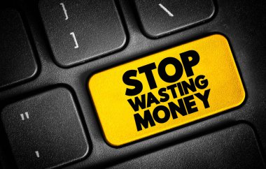 Para harcamayı kes klavyede metin düğmesi, konsept arkaplan