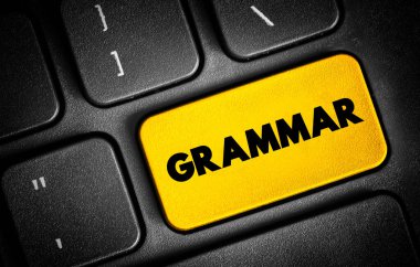 Klavyede gramer metin düğmesi, konsept arkaplan