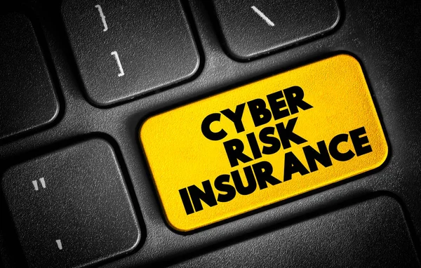 Cyber Risk Insurance text button on keyboard, concept background